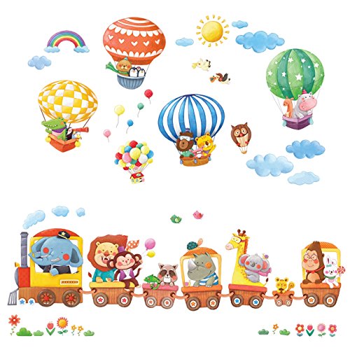 Decowall DA-1406 Zug und Heißluftballons Autos Flugzeuge Tiere Wandtattoo Wandsticker Wandaufkleber Wanddeko für Wohnzimmer Schlafzimmer Kinderzimmer Decowall DA-1406 Zug und Heißluftballons Autos Flugzeuge Tiere Wandtattoo Wandsticker Wandaufkleber Wanddeko für Wohnzimmer Schlafzimmer Kinderzimmer von DECOWALL
