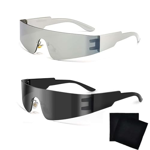 DECUIOCC Futuristische Sonnenbrille - 2er-Pack Schnelle Brille & Alien Brille, Ideal für Rave, Techno, Space Girl & Astronauten Accessoires DECUIOCC Futuristische Sonnenbrille - 2er-Pack Schnelle Brille & Alien Brille, Ideal für Rave, Techno, Space Girl & Astronauten Accessoires von DECUIOCC