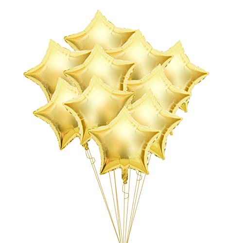 10 Stück 10-Zoll-Stern-Aluminiumfolienballons, Bunte Sternförmige Luftballons für Party, Hochzeit, Geburtstag, Dekoration (Gold) von DEEBOW