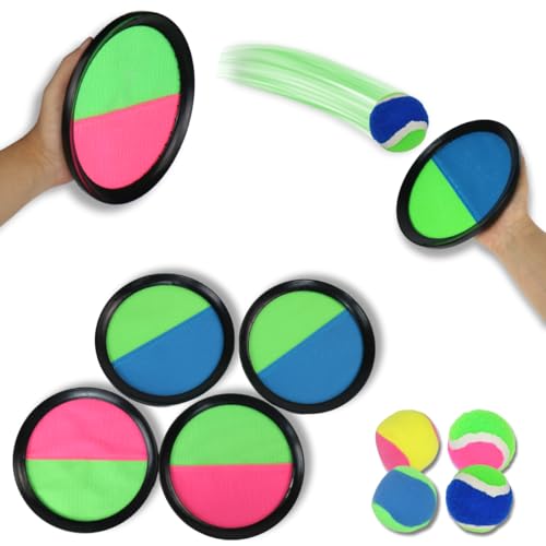 DEEMEIS Klettballspiel Set für Kinder ab 3–10 Jahre – Wurf- & Fangspiel mit 4 Scheiben & 4 Bällen für Draußen, Garten, Strand, Indoor – Outdoor Spielzeug Geschenk für Jungen & Mädchen DEEMEIS Klettballspiel Set für Kinder ab 3–10 Jahre – Wurf- & Fangspiel mit 4 Scheiben & 4 Bällen für Draußen, Garten, Strand, Indoor – Outdoor Spielzeug Geschenk für Jungen & Mädchen von DEEMEIS