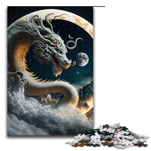 1000 Teile Puzzle „Brave Dragon aus Holz anspruchsvolles Denkspiel für Teenager unterhaltsames Familienspiel interaktives Spiel (75 x 50 cm) von DEEPPAPEU