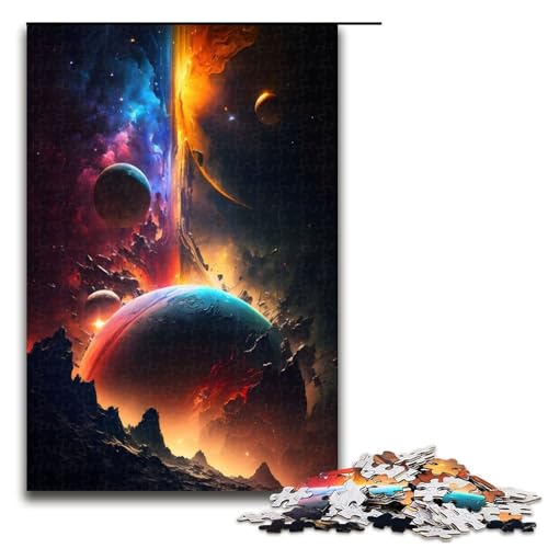 1000 Teile Puzzle „Farben des Universums aus Holz Anspruchsvolles Denkspiel für Teenager Familienspaß Interaktives Spiel 1000 Teile (75 x 50 cm) von DEEPPAPEU