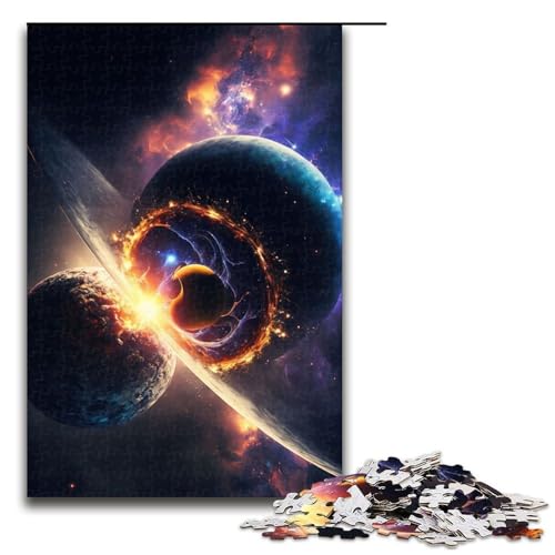 1000 Teile Puzzle „Farben des Weltraumplaneten aus Holz Anspruchsvolles Denkspiel für Teenager Familienspaß Interaktives Spiel 1000 Teile (75 x 50 cm) von DEEPPAPEU