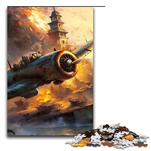 1000 Teile Puzzle „Feuerflugzeuge“ aus Holz anspruchsvolles Denkspiel für Teenager unterhaltsames Familienspiel interaktives Spiel (75 x 50 cm) von DEEPPAPEU