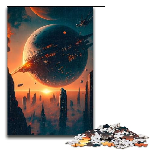 1000 Teile Puzzle Alien Planet Skyline Holzpuzzles Anspruchsvolles Denkspiel für Teenager Familienspaß Interaktives Spiel 1000 Teile (75 x 50 cm) von DEEPPAPEU