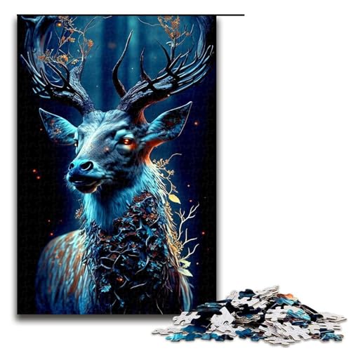 1000 Teile Puzzle Hirsch aus Holz anspruchsvolles Denkspiel für Teenager unterhaltsames Familienspiel interaktives Spiel (75 x 50 cm) von DEEPPAPEU