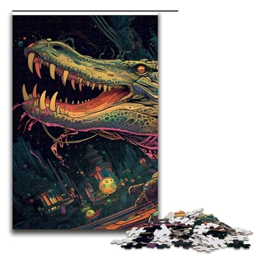 1000 Teile Puzzle Hyperspace-Krokodil Holzpuzzle Anspruchsvolles Denkspiel für Teenager Familienspaß Interaktives Spiel 1000 Teile (75 x 50 cm) von DEEPPAPEU