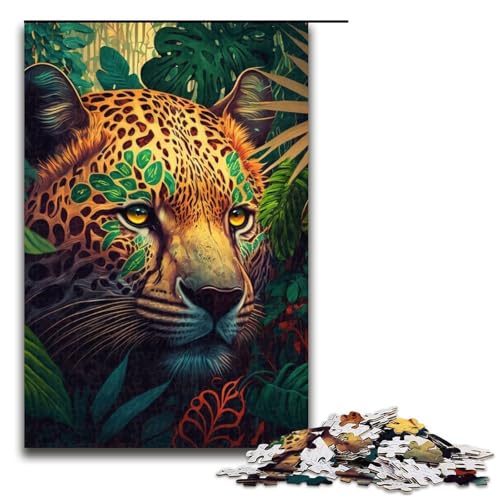 1000 Teile Puzzle mit Leoparden-Tiermotiv Holzpuzzle anspruchsvolles Denkspiel für Teenager unterhaltsames Familienspiel interaktives Spiel (75 x 50 cm) von DEEPPAPEU