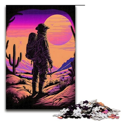 Abenteurer in der Wüste Puzzle aus Holz perfekt für Teenager Familienzusammenhalt Denksportaufgabe und DIY-Heimdekor-Geschenk 1000 Teile (75 x 50 cm) von DEEPPAPEU