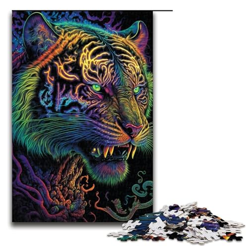Abstraktes psychedelisches () Puzzleteil für Erwachsene Holzpuzzle Heimaktivität für Feiertage Geburtstage und Familienspieleabende 1000 Teile (75 x 50 cm) von DEEPPAPEU