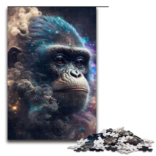 Affen-Puzzleteile für Erwachsene Holzpuzzle für Erwachsene perfekt für Teenager Familienzusammenhalt Denksportaufgabe und DIY-Heimdekor-Geschenk 1000 Teile (75 x 50 cm) von DEEPPAPEU
