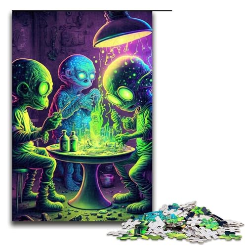 Alien-Monster-Puzzleteile für Erwachsene Puzzles Geburtstage und Feiertage 1000 Teile (75 x 50 cm) von DEEPPAPEU