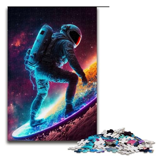Astronaut Surft auf dem Stern() Puzzleteile für Erwachsene Puzzles Geburtstagsgeschenkidee anspruchsvolles Denkspiel 1000 Teile (75 x 50 cm) von DEEPPAPEU