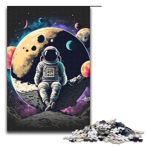 Astronaut im Weltraum-Puzzle für Erwachsene Holzpuzzle anspruchsvolles Denkspiel für Teenager unterhaltsames interaktives Spiel für die ganze Familie 1000 Teile (75 x 50 cm) von DEEPPAPEU