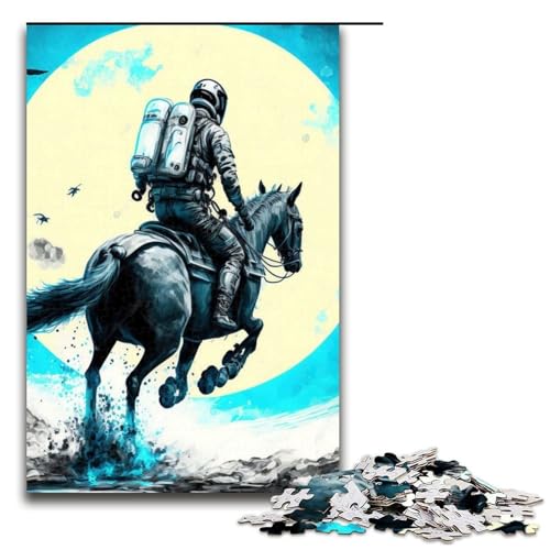 Astronauten-Pferd-Puzzleteile für Erwachsene Puzzles Geburtstagsgeschenkidee anspruchsvolles Denkspiel 1000 Teile (75 x 50 cm) von DEEPPAPEU