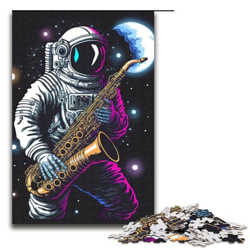 Astronauten-Saxophon-Puzzleteile für Erwachsene Puzzles Geburtstagsgeschenkidee anspruchsvolles Denkspiel 1000 Teile (75 x 50 cm) von DEEPPAPEU