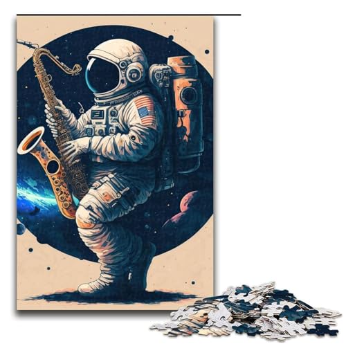 Astronauten-Saxophon-Puzzleteile für Erwachsene entspannende Unterhaltung Heimdekoration 1000 Teile (75 x 50 cm) von DEEPPAPEU