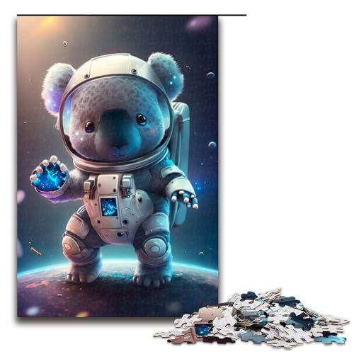 Astronauten-Weltraum-Koalabär-Puzzle für Erwachsene Holzpuzzle perfekt für Familienfeiern Geburtstage Feiertage 1000 Teile (75 x 50 cm) von DEEPPAPEU