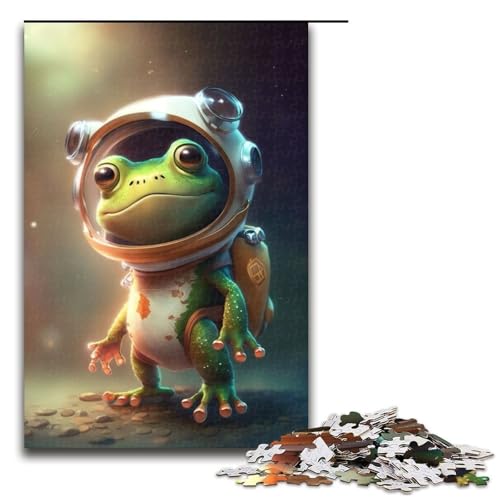 Astronauten-Weltraumfrosch-Puzzle aus Holz perfekt für Teenager Familienzusammenhalt Denksportaufgabe und DIY-Heimdekor-Geschenk 1000 Teile (75 x 50 cm) von DEEPPAPEU