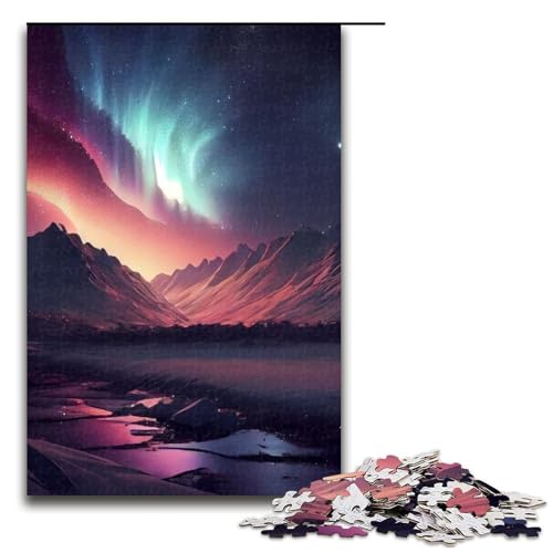 Aurora Borealis Puzzle aus Holz perfekt für Teenager Familienzusammenhalt Denksportaufgabe und Heimdeko-Geschenk 1000 Teile (75 x 50 cm) von DEEPPAPEU