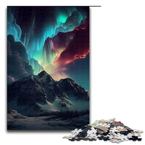 Aurora Borealis Puzzleteile für Erwachsene Holzpuzzle für Erwachsene perfekt für Teenager Familienzusammenhalt Denksportaufgabe und DIY-Heimdekor-Geschenk 1000 Teile (75 x 50 cm) von DEEPPAPEU