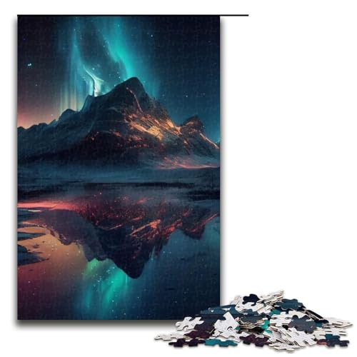 Aurora Borealis Puzzleteile für Erwachsene Holzpuzzles Heimaktivität für Feiertage Geburtstage und Familienspieleabende 1000 Teile (75 x 50 cm) von DEEPPAPEU