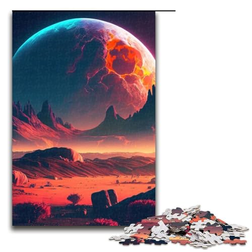 Berge Mond Weltraum Puzzleteile für Erwachsene Holzpuzzles Heimaktivität für Feiertage Geburtstage und Familienspieleabende 1000 Teile (75 x 50 cm) von DEEPPAPEU