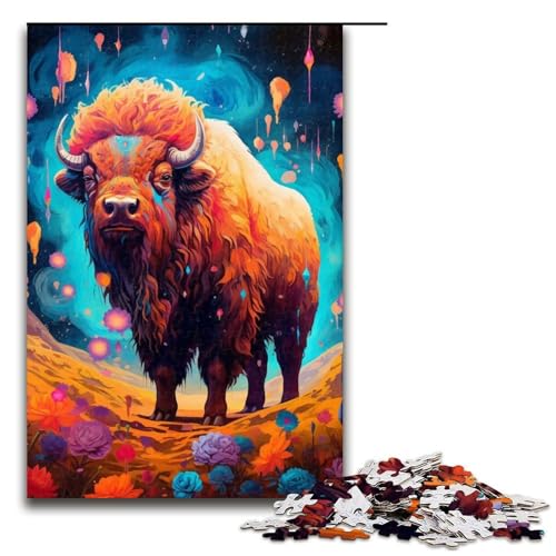 Bison Steht im Berg Puzzleteile für Erwachsene Puzzles Geburtstagsgeschenkidee Anspruchsvolles Denkspiel 1000 Teile (75 x 50 cm) von DEEPPAPEU