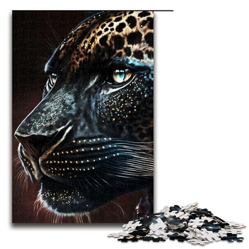 Black Leopard Puzzles für Erwachsene Holzpuzzles anspruchsvolles Denkspiel für Teenager unterhaltsames interaktives Spiel für die ganze Familie 1000 Teile (75 x 50 cm) von DEEPPAPEU