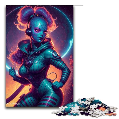 Blaues Monster-Puzzleteile für Erwachsene Holzpuzzle interaktives Familienspiel Bastelgeschenk mit farbenfrohen Kunstwerken 1000 Teile (75 x 50 cm) von DEEPPAPEU