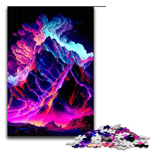 Bunte Berg-Puzzleteile für Erwachsene Entspannende Unterhaltung Heimdekoration 1000 Teile (75 x 50 cm) von DEEPPAPEU