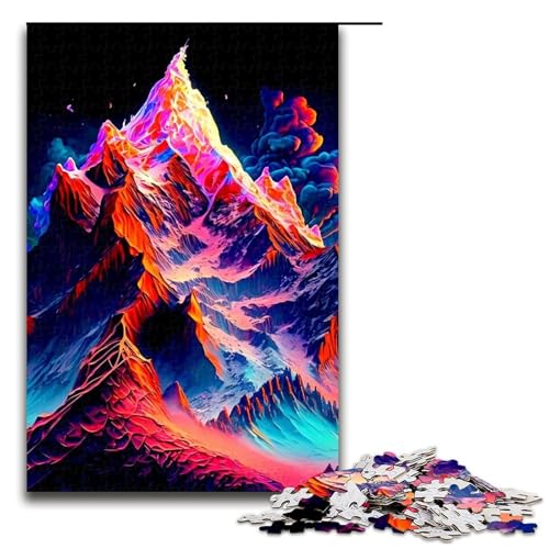 Bunte Berg-Puzzleteile für Erwachsene Holzpuzzle interaktives Familienspiel Bastelgeschenk mit farbenfrohen Kunstwerken 1000 Teile (75 x 50 cm) von DEEPPAPEU