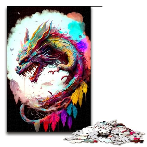 Bunte Drachen-Puzzleteile Muttertag Geburtstag Weihnachten 1000 Teile (75 x 50 cm) von DEEPPAPEU