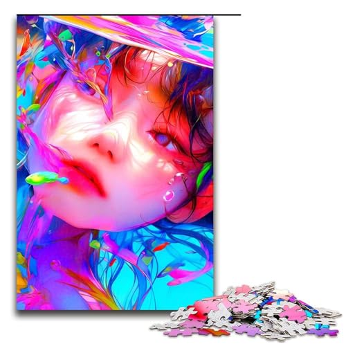 Bunte Mädchen-Puzzleteile für Erwachsene Geburtstage und Feiertage 1000 Teile (75 x 50 cm) von DEEPPAPEU