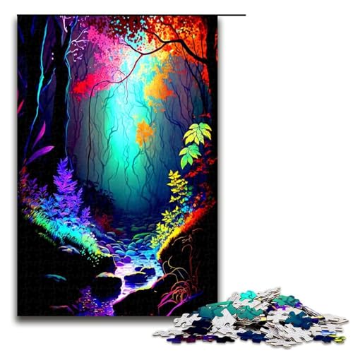 Bunte Waldteile-Puzzle-Geschenke Holzpuzzle perfekt für Familienfeiern Geburtstage Feiertage 1000 Teile (75 x 50 cm) von DEEPPAPEU