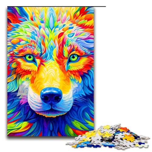 Bunte Wolf-Puzzleteile für Erwachsene Geburtstage und Feiertage 1000 Teile (75 x 50 cm) von DEEPPAPEU