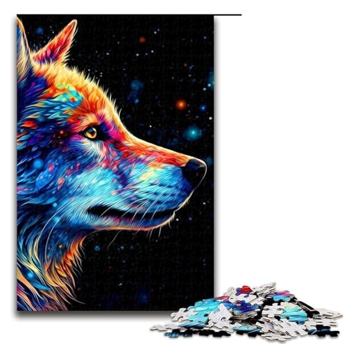 Bunte Wolf-Puzzleteile für Erwachsene Puzzles Geburtstagsgeschenkidee anspruchsvolles Denkspiel 1000 Teile (75 x 50 cm) von DEEPPAPEU