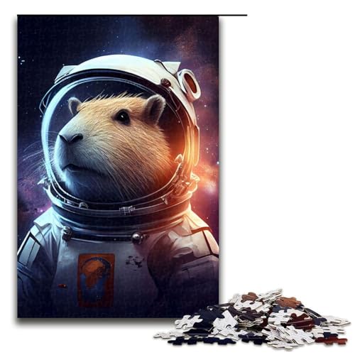 Capybara-Astronaut Puzzleteile für Erwachsene Puzzles für Erwachsene anspruchsvolles DIY-Dekorationsspiel interaktives Familienspielzeug 1000 Teile (75 x 50 cm) von DEEPPAPEU