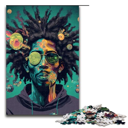Cosmic Rastafari-Puzzles für Erwachsene Holzpuzzles anspruchsvolles Denkspiel für Teenager unterhaltsames interaktives Spiel für die ganze Familie 1000 Teile (75 x 50 cm) von DEEPPAPEU