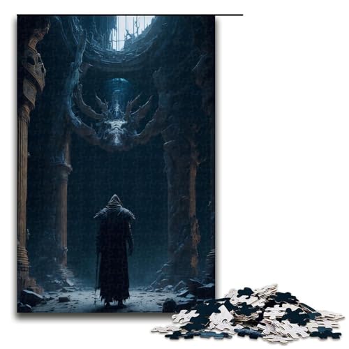Dark Warrior Puzzleteile Geschenke Holzpuzzle perfekt für Familienfeiern Geburtstage Feiertage 1000 Teile (75 x 50 cm) von DEEPPAPEU