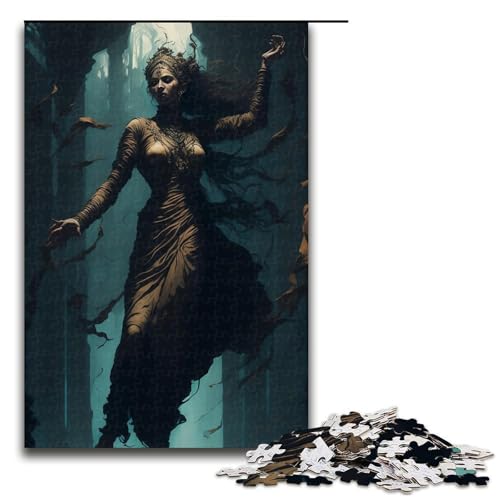 Dark Warrior Puzzleteile für Erwachsene Holzpuzzles Heimaktivität für Feiertage Geburtstage und Familienspieleabende 1000 Teile (75 x 50 cm) von DEEPPAPEU