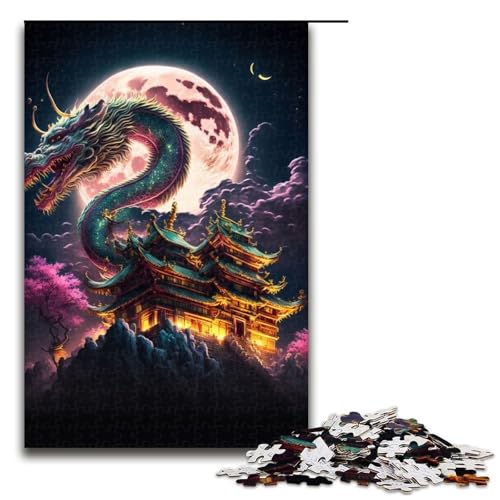 Drachen-Puzzleteile für Erwachsene Japanisches Design Puzzle für Erwachsene perfekte DIY-Kunstdekoration oder Geburtstagsgeschenk 1000 Teile (75 x 50 cm) von DEEPPAPEU