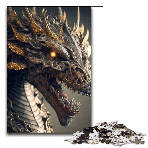 Drachenkopf II Puzzleteile für Erwachsene Puzzles Geburtstagsgeschenkidee anspruchsvolles Denkspiel 1000 Teile (75 x 50 cm) von DEEPPAPEU
