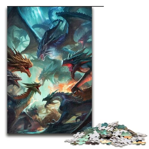 Dragon Battle Royale Puzzleteile Geschenke Holzpuzzle perfekt für Familienfeiern Geburtstage Feiertage 1000 Teile (75 x 50 cm) von DEEPPAPEU