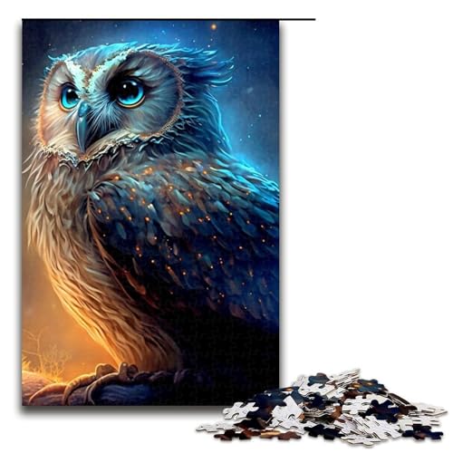 Eulen-Tier-Puzzleteile für Erwachsene Holzpuzzle interaktives Familienspiel Bastelgeschenk mit farbenfrohen Kunstwerken 1000 Teile (75 x 50 cm) von DEEPPAPEU