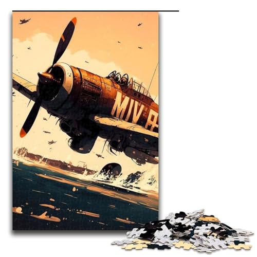 Feuerflugzeug-Puzzles für Erwachsene Holzpuzzles anspruchsvolles Denkspiel für Teenager unterhaltsames interaktives Spiel für die ganze Familie 1000 Teile (75 x 50 cm) von DEEPPAPEU