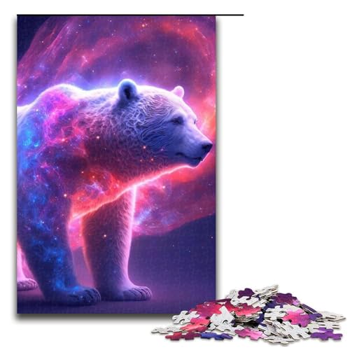 Galaxy-Eisbär-Puzzle für Erwachsene Holzpuzzle perfekt für Familienfeiern Geburtstage Feiertage 1000 Teile (75 x 50 cm) von DEEPPAPEU