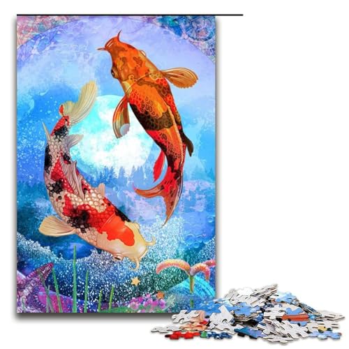 Goldfisch im Wasser-Puzzles für Erwachsene Holzpuzzles anspruchsvolles Denkspiel für Teenager unterhaltsames interaktives Spiel für die ganze Familie 1000 Teile (75 x 50 cm) von DEEPPAPEU