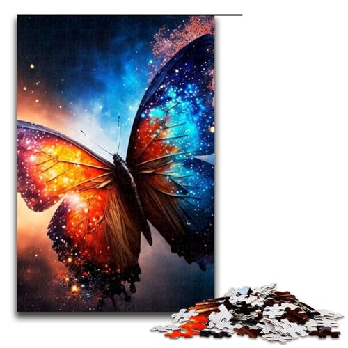 Großes schwarz-blaues Schmetterlings-Puzzle für Erwachsene Holzpuzzle Heimaktivität für Feiertage Geburtstage und Familienspieleabende 1000 Teile (75 x 50 cm) von DEEPPAPEU
