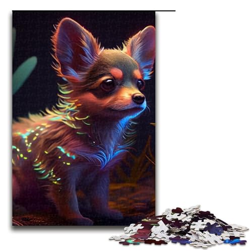 Haustier-Chihuahua-Puzzleteile für Erwachsene Puzzles Geburtstagsgeschenkidee anspruchsvolles Denkspiel 1000 Teile (75 x 50 cm) von DEEPPAPEU